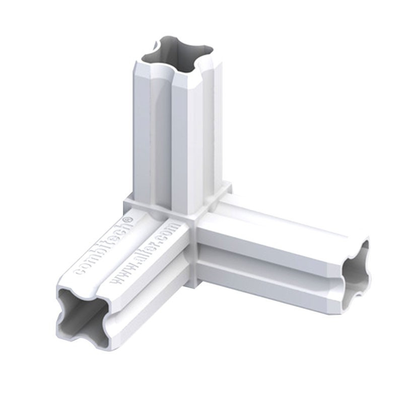Angle connector 90° for PVC/aluminium tube white 3pin 23.5mm square